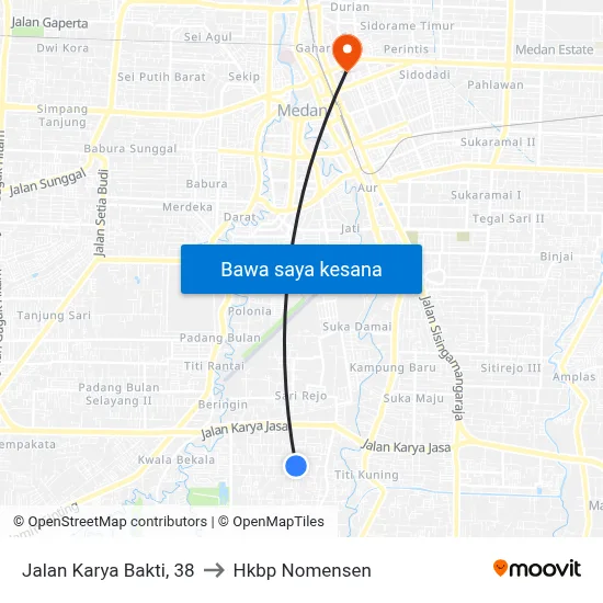 Jalan Karya Bakti, 38 to Hkbp Nomensen map