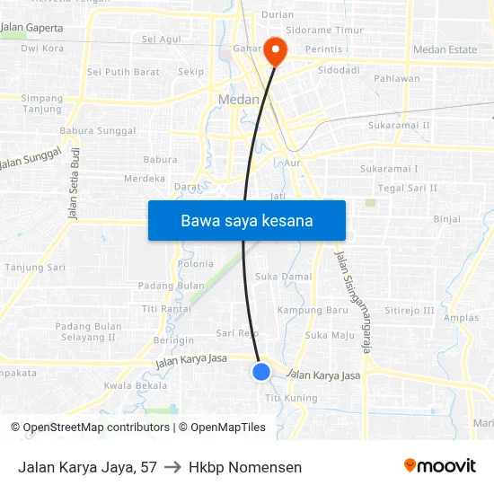 Jalan Karya Jaya, 57 to Hkbp Nomensen map