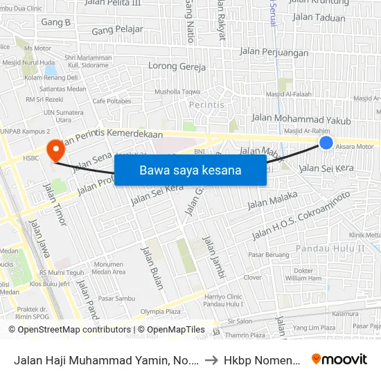 Jalan Haji Muhammad Yamin, No.404 to Hkbp Nomensen map