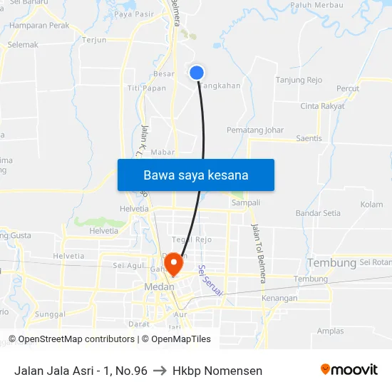 Jalan Jala Asri - 1, No.96 to Hkbp Nomensen map