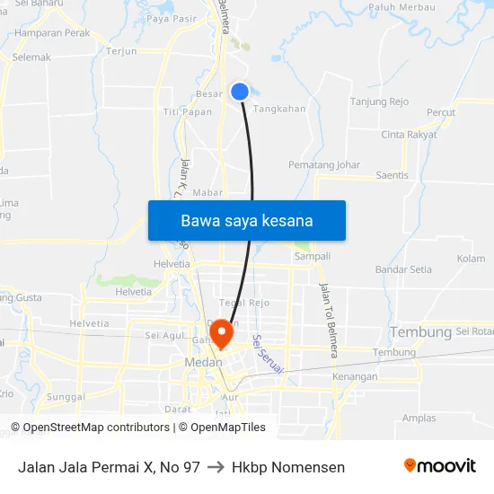Jalan Jala Permai X, No 97 to Hkbp Nomensen map