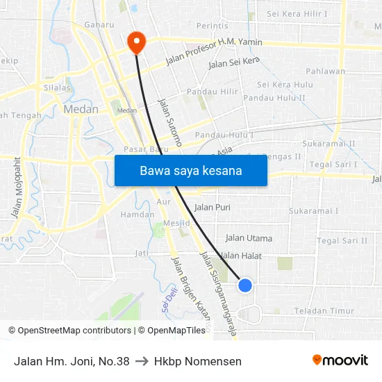 Jalan Hm. Joni, No.38 to Hkbp Nomensen map
