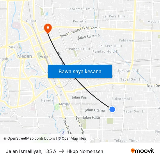 Jalan Ismailiyah, 135 A to Hkbp Nomensen map