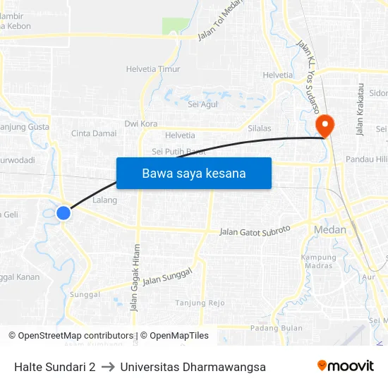 Halte Sundari 2 to Universitas Dharmawangsa map