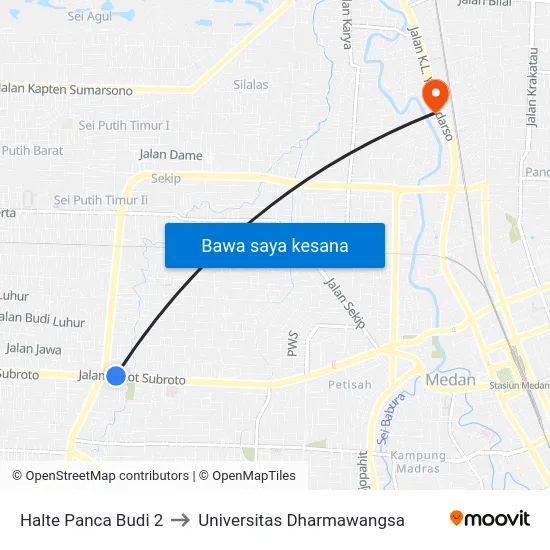 Halte Panca Budi 2 to Universitas Dharmawangsa map