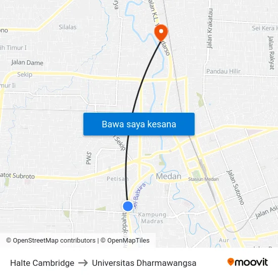 Halte Cambridge to Universitas Dharmawangsa map