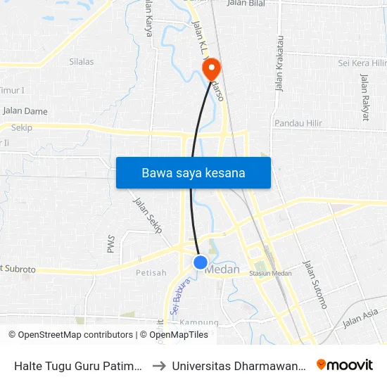 Halte Tugu Guru Patimpus to Universitas Dharmawangsa map