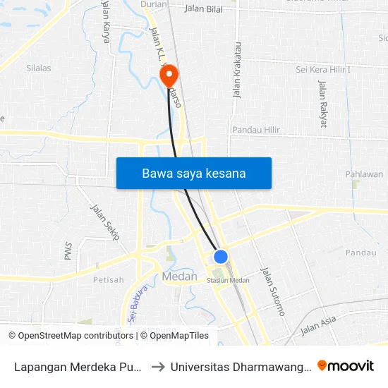 Lapangan Merdeka Pusat to Universitas Dharmawangsa map