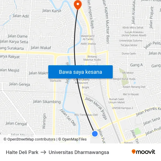 Halte Deli Park to Universitas Dharmawangsa map