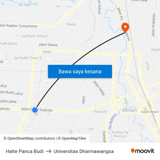 Halte Panca Budi to Universitas Dharmawangsa map
