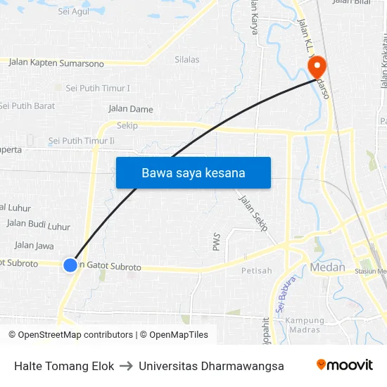 Halte Tomang Elok to Universitas Dharmawangsa map