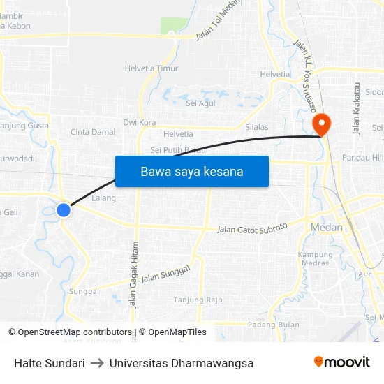 Halte Sundari to Universitas Dharmawangsa map