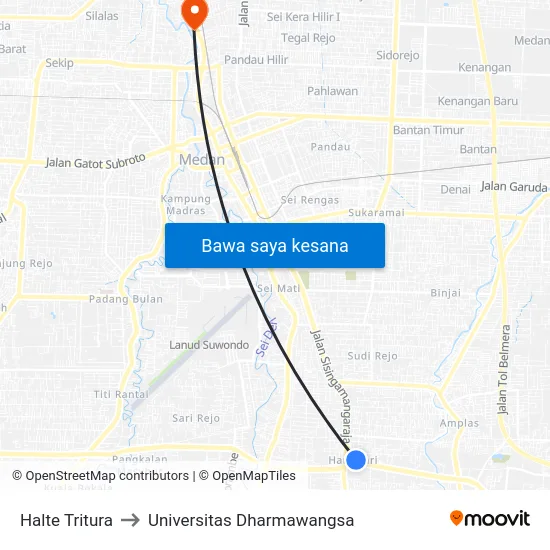 Halte Tritura to Universitas Dharmawangsa map