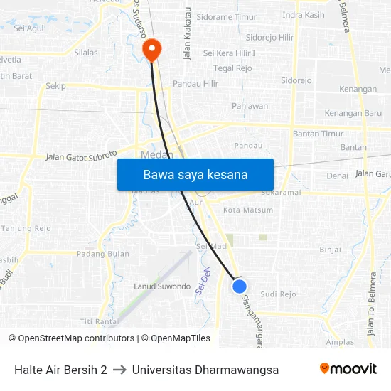 Halte Air Bersih 2 to Universitas Dharmawangsa map