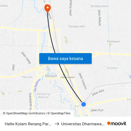 Halte Kolam Renang Paradiso to Universitas Dharmawangsa map