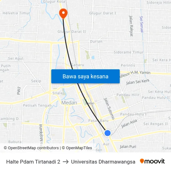 Halte Pdam Tirtanadi 2 to Universitas Dharmawangsa map