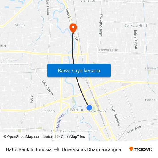 Halte Bank Indonesia to Universitas Dharmawangsa map