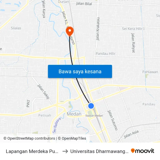 Lapangan Merdeka Pusat to Universitas Dharmawangsa map