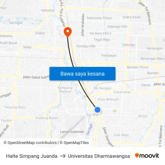 Halte Simpang Juanda to Universitas Dharmawangsa map