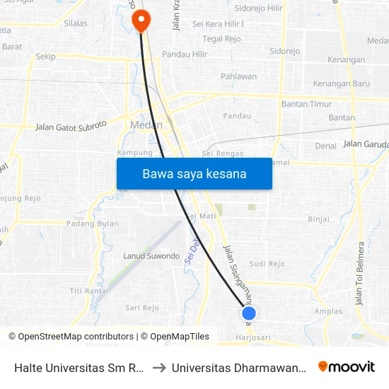 Halte Universitas Sm Raja to Universitas Dharmawangsa map