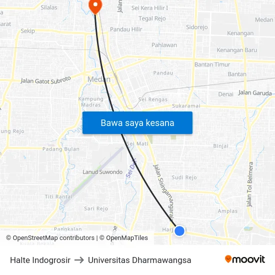 Halte Indogrosir to Universitas Dharmawangsa map