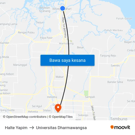 Halte Yapim to Universitas Dharmawangsa map