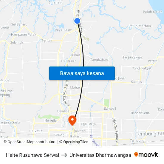 Halte Rusunawa Serwai to Universitas Dharmawangsa map