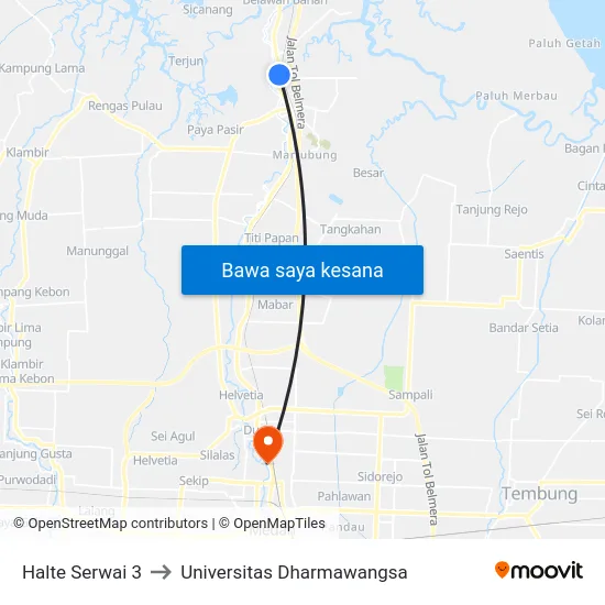 Halte Serwai 3 to Universitas Dharmawangsa map