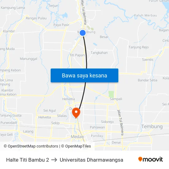 Halte Titi Bambu 2 to Universitas Dharmawangsa map