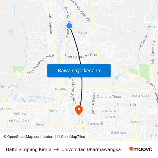 Halte Simpang Kim 2 to Universitas Dharmawangsa map