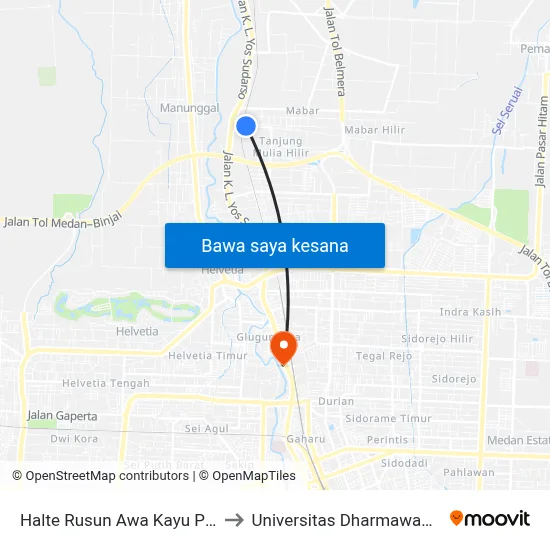 Halte Rusun Awa Kayu Putih to Universitas Dharmawangsa map