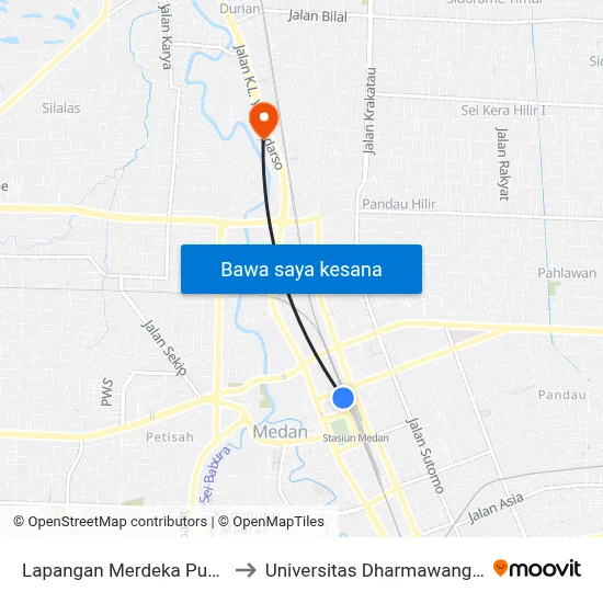 Lapangan Merdeka Pusat to Universitas Dharmawangsa map