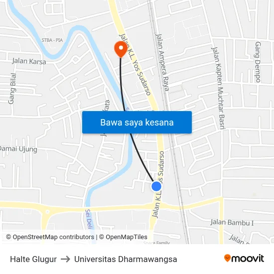 Halte Glugur to Universitas Dharmawangsa map
