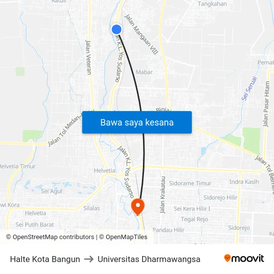 Halte Kota Bangun to Universitas Dharmawangsa map