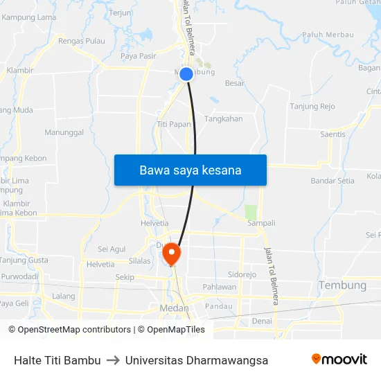 Halte Titi Bambu to Universitas Dharmawangsa map