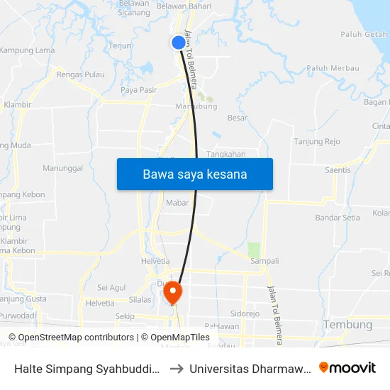 Halte Simpang Syahbuddin Yatim to Universitas Dharmawangsa map