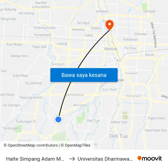Halte Simpang Adam Malik 2 to Universitas Dharmawangsa map