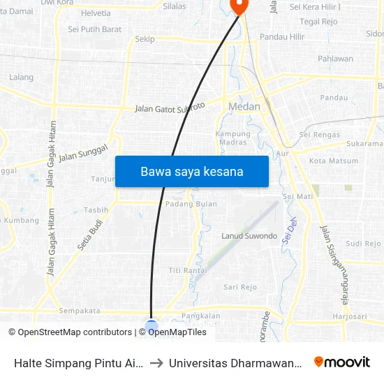 Halte Simpang Pintu Air 2 to Universitas Dharmawangsa map