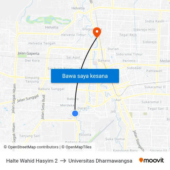 Halte Wahid Hasyim 2 to Universitas Dharmawangsa map