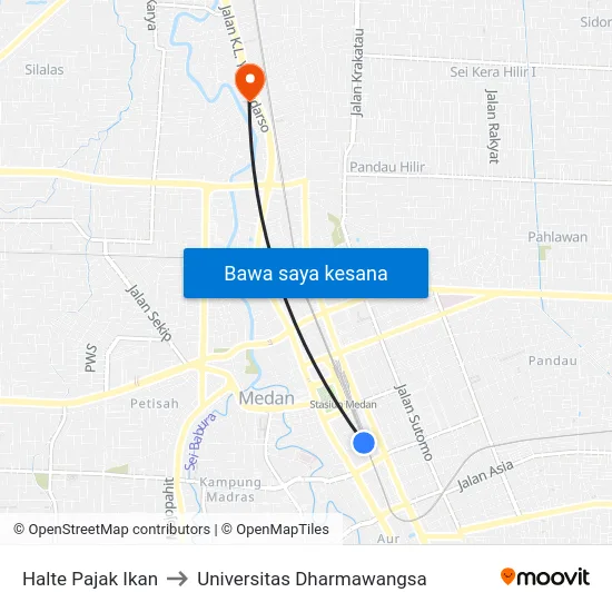 Halte Pajak Ikan to Universitas Dharmawangsa map