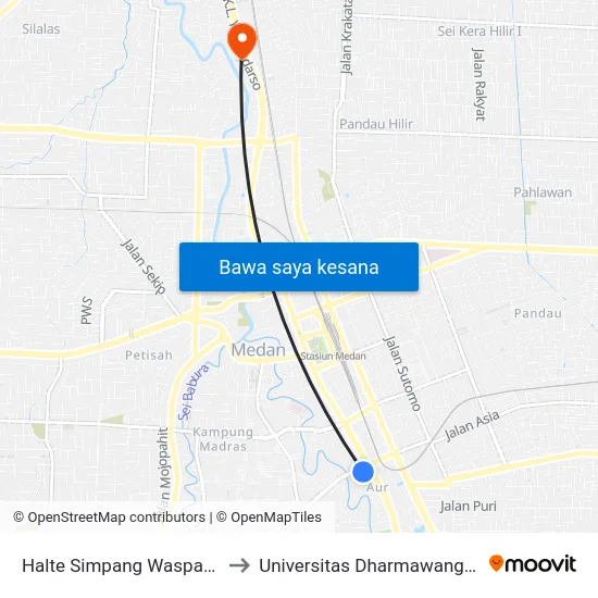 Halte Simpang Waspada to Universitas Dharmawangsa map