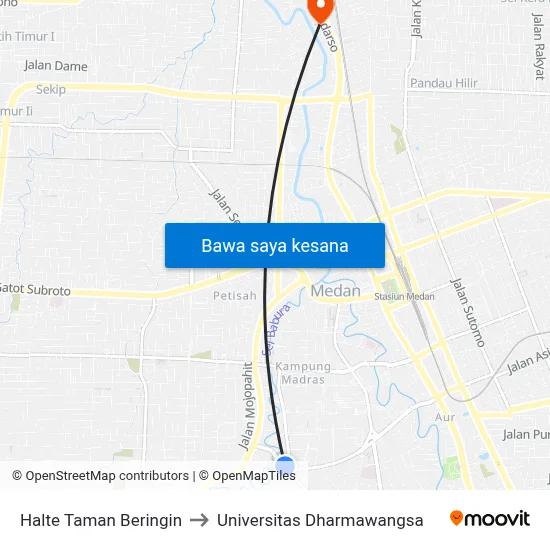 Halte Taman Beringin to Universitas Dharmawangsa map