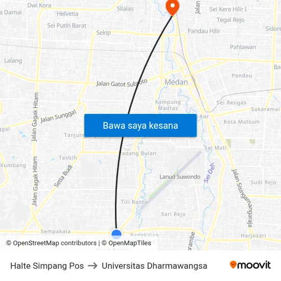 Halte Simpang Pos to Universitas Dharmawangsa map