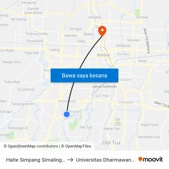 Halte Simpang Simalingkar to Universitas Dharmawangsa map