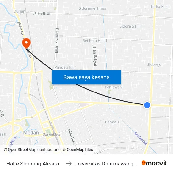 Halte Simpang Aksara 2 to Universitas Dharmawangsa map
