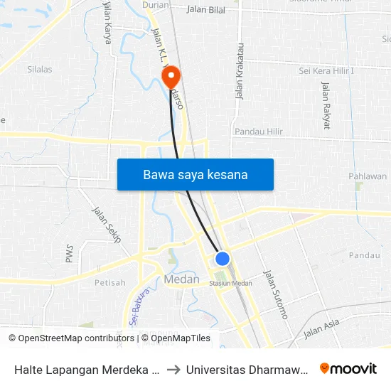 Halte Lapangan Merdeka Pusat to Universitas Dharmawangsa map