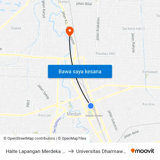 Halte Lapangan Merdeka Pusat to Universitas Dharmawangsa map