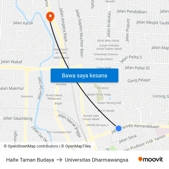 Halte Taman Budaya to Universitas Dharmawangsa map