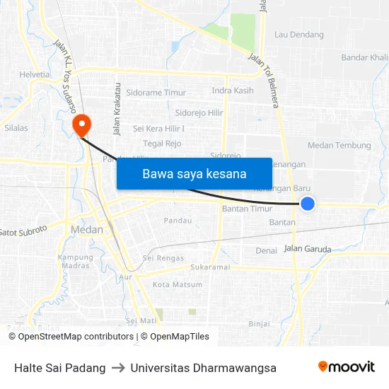 Halte Sai Padang to Universitas Dharmawangsa map