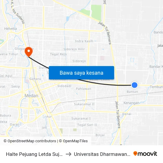 Halte Pejuang Letda Sujono to Universitas Dharmawangsa map